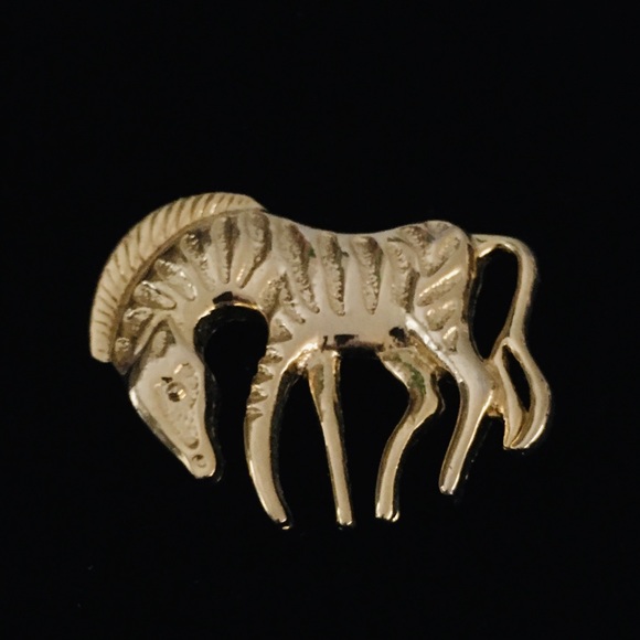 Vintage Gold Tone Horse/Zebra Broach - Picture 2 of 3